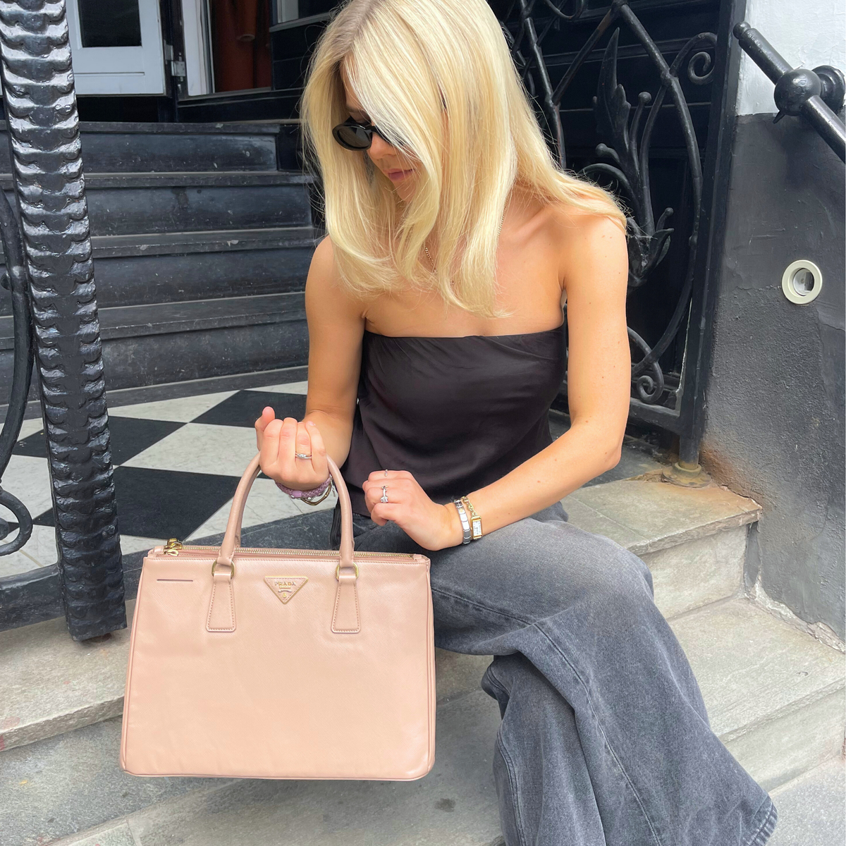 Prada Large Galleria Grey Leather
