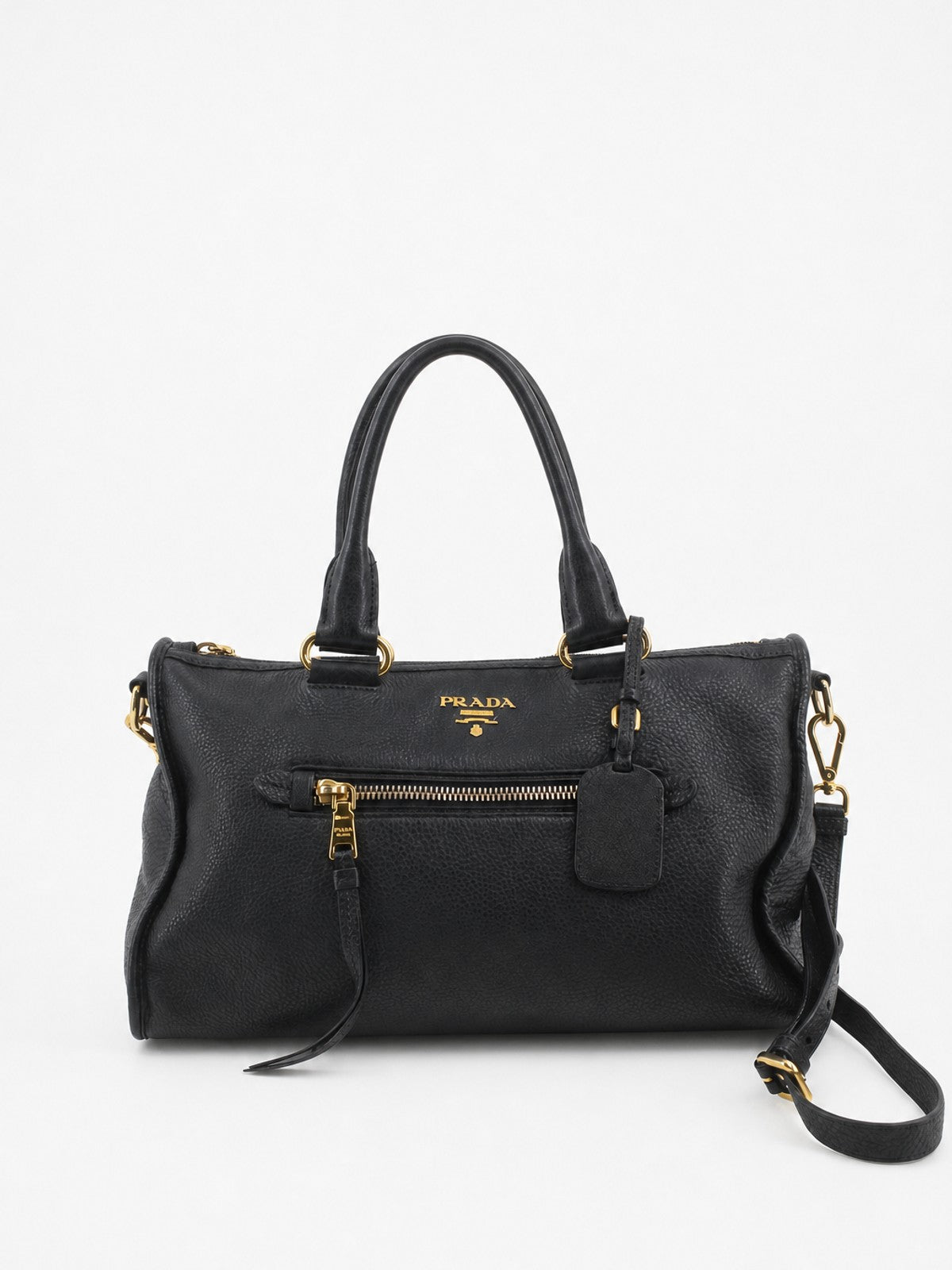 Prada Hand Bag Black Leather