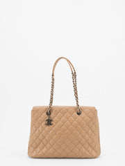 Chanel Shoulder Bag Beige Leather