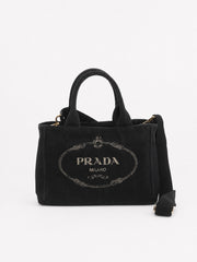 Prada Small Canapa Black Canvas