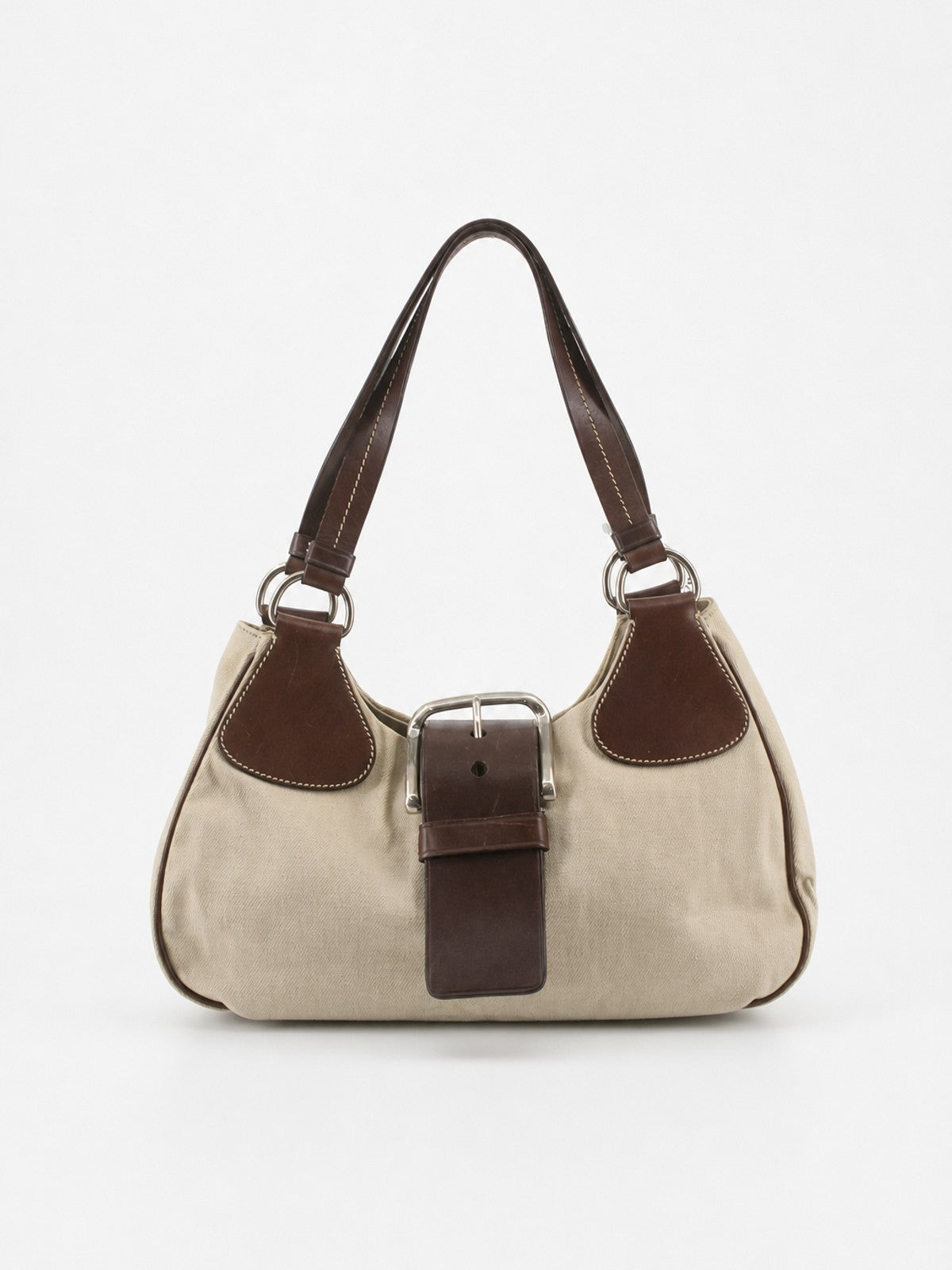 Prada Shoulder Bag Brown Fabric