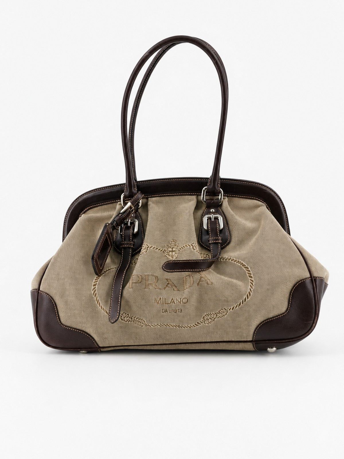 Prada Shoulder Bag Brown Fabric