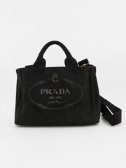 Prada Small Canapa Black Canvas