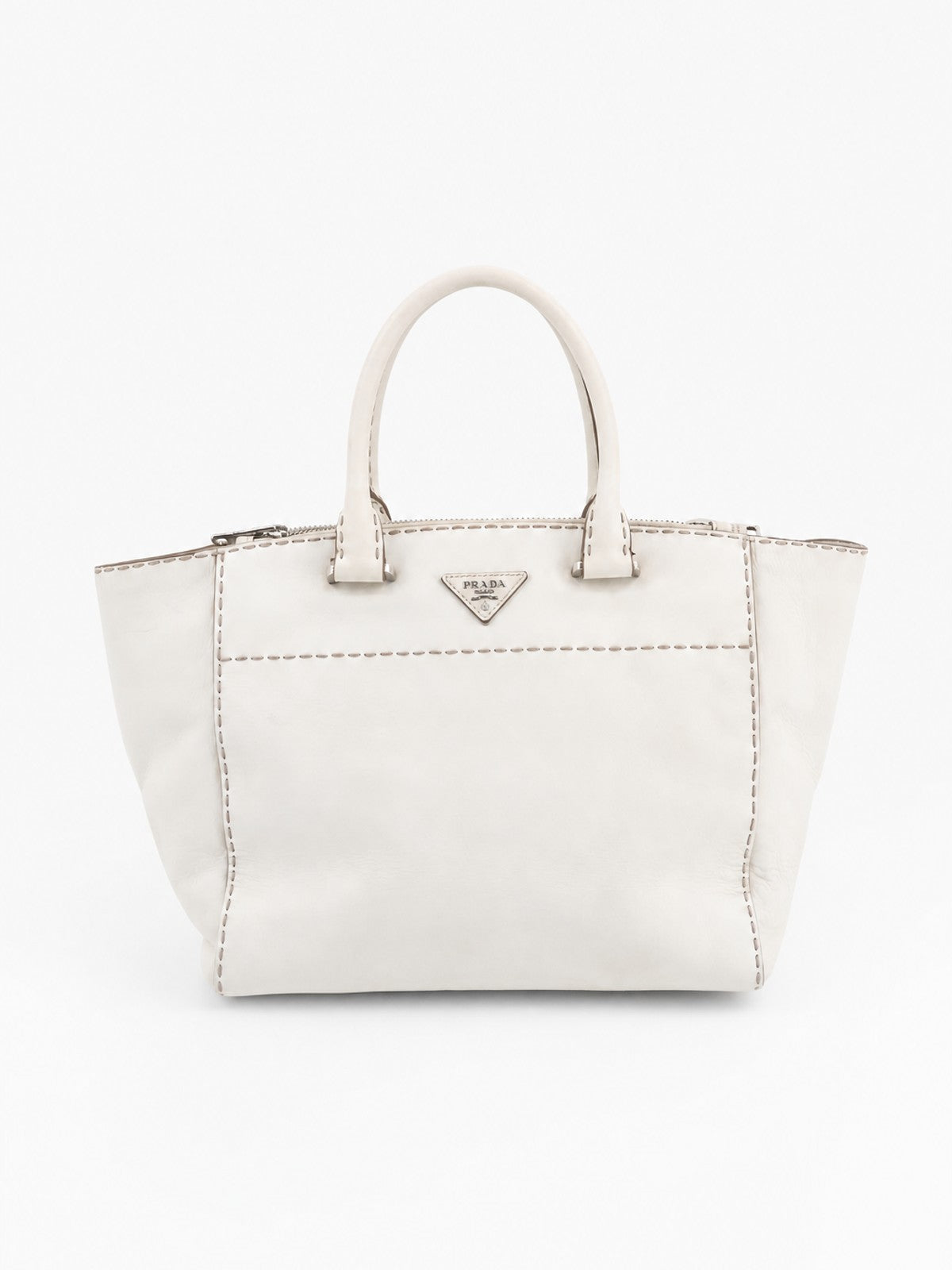 Prada Hand Bag White Leather