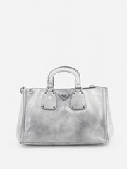Prada Hand Bag Grey Leather