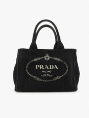 Prada Small Canapa Black Canvas