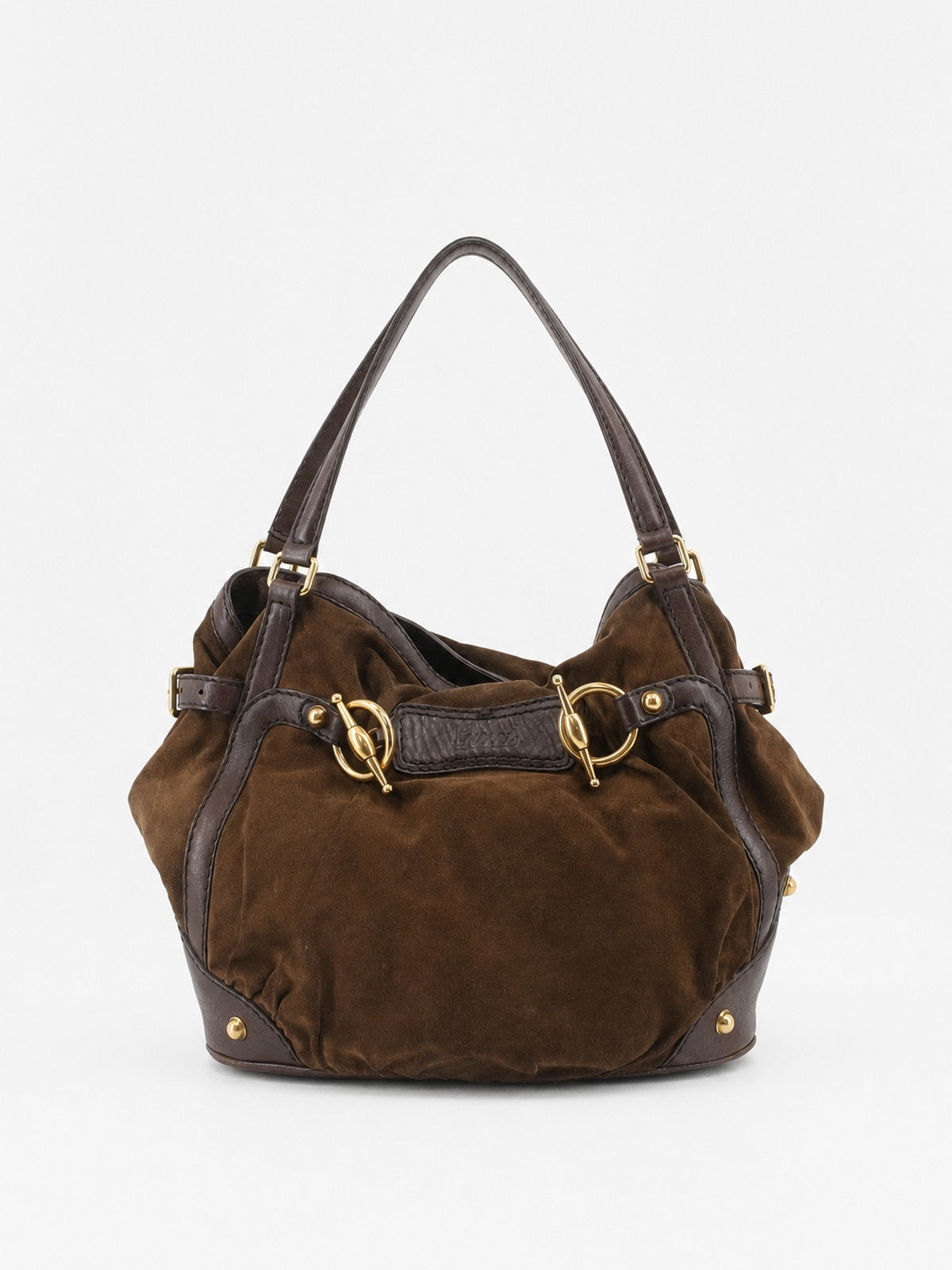 Gucci Shoulder Bag Brown Suede