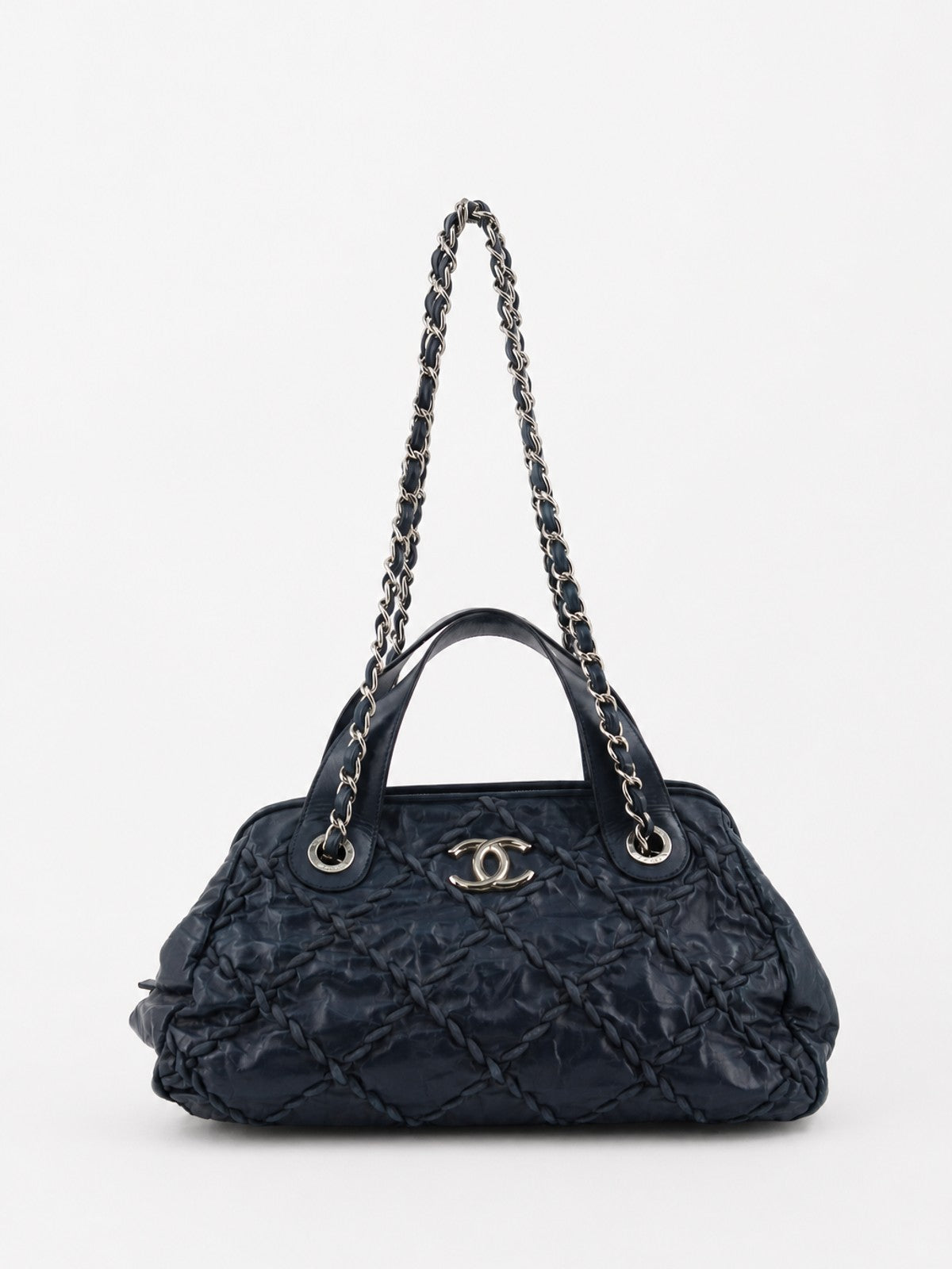 Chanel Shoulder Bag Blue Leather